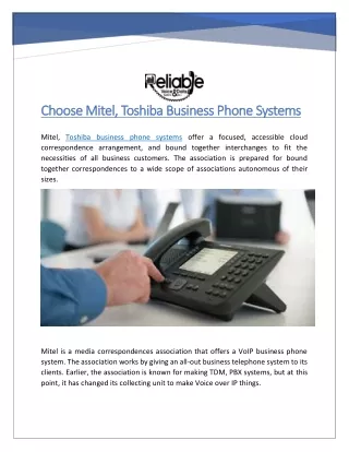 Choose Mitel, Toshiba Business Phone Systems