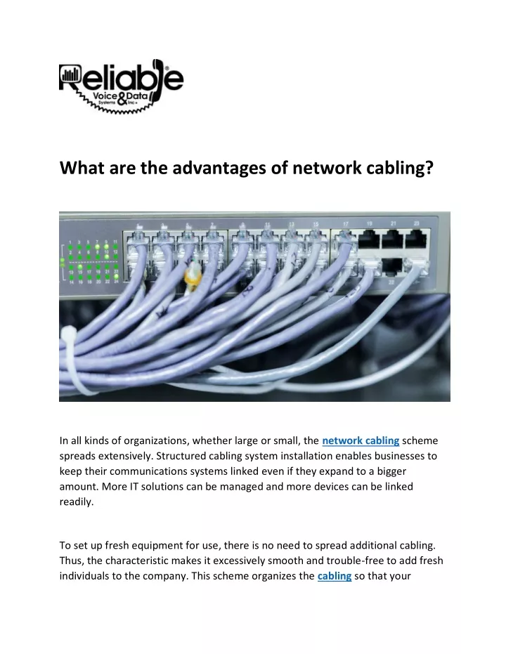 what are the advantages of network cabling