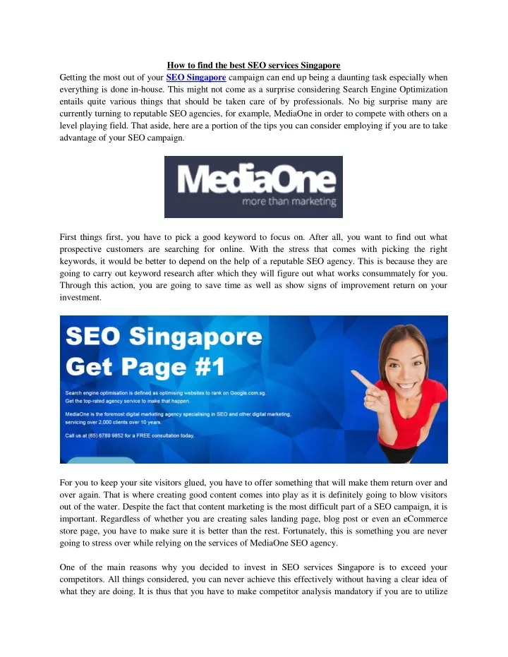 how to find the best seo services singapore