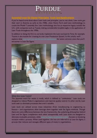 essential lean six sigma principles tools