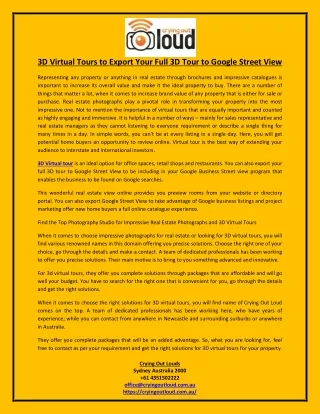3d virtual tours to export your full 3d tour