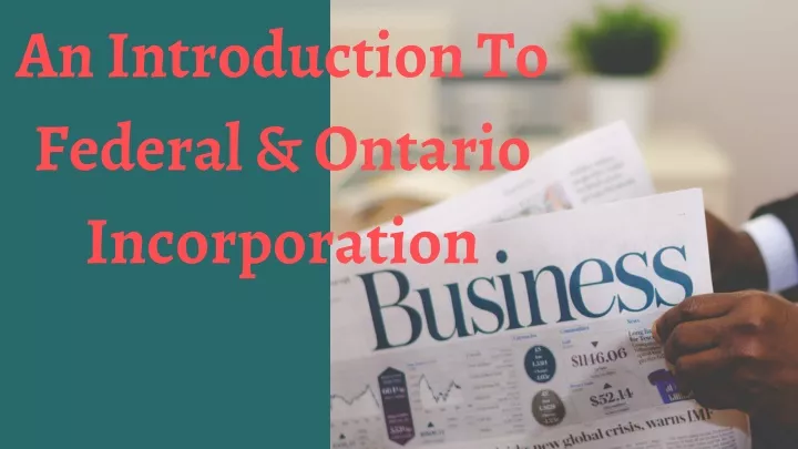 an introduction to federal ontario incorporation