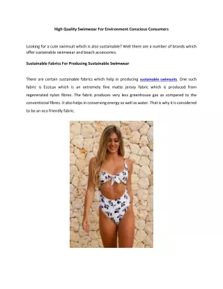 High Quality Swimwear For Environment Conscious Consumers