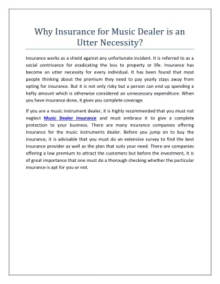 why insurance for music dealer is an utter