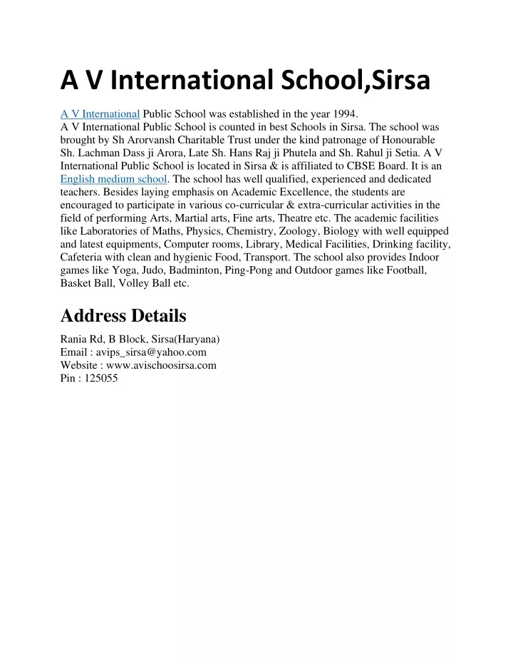 a v international school sirsa