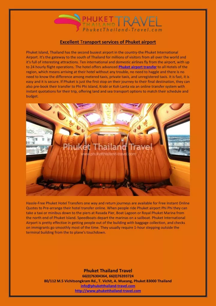 excellent t ransport services of phuket airport