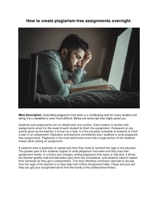 how to create plagiarism free assignments