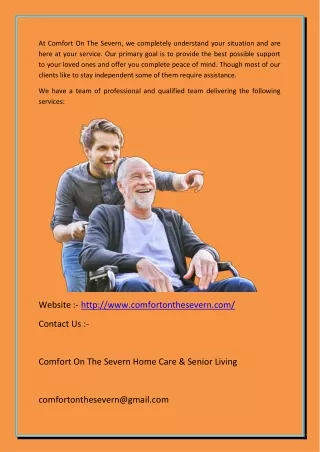 Home Care Services in Maryland -|( Comfortonthesevern.com )