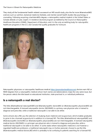 the future is vibrant for naturopathic medicine