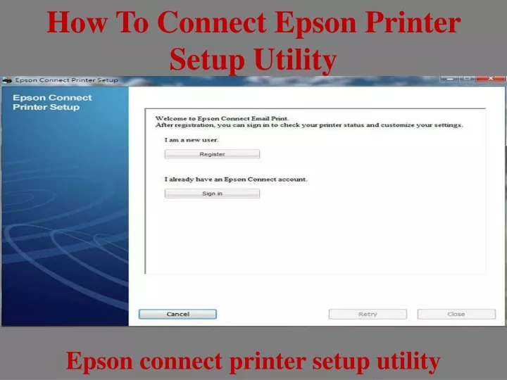 how to connect epson printer setup utility