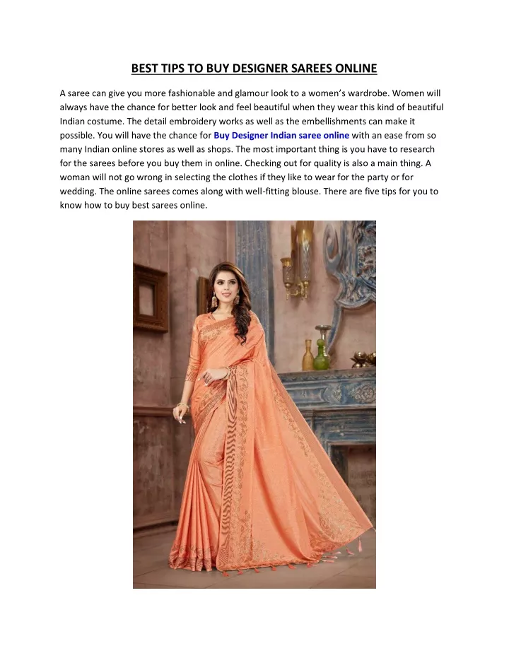 best tips to buy designer sarees online