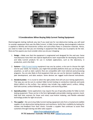 5 Considerations When Buying Eddy Current Testing Equipment