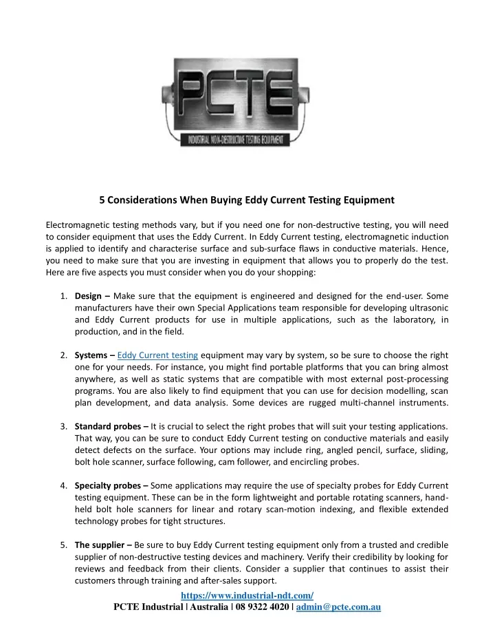 5 considerations when buying eddy current testing