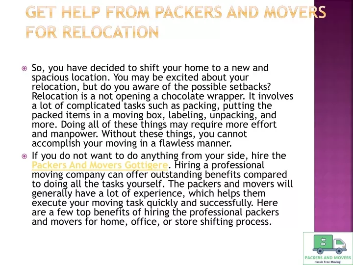 get help from packers and movers for relocation
