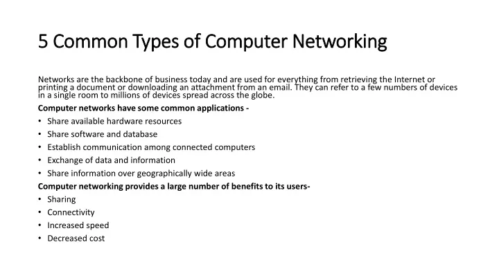 5 common types of computer networking
