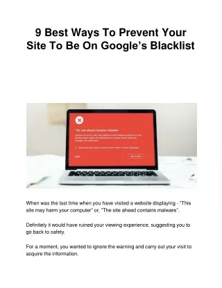 9 best ways to prevent your site to be on google s blacklist