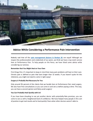 advice while considering a performance pain
