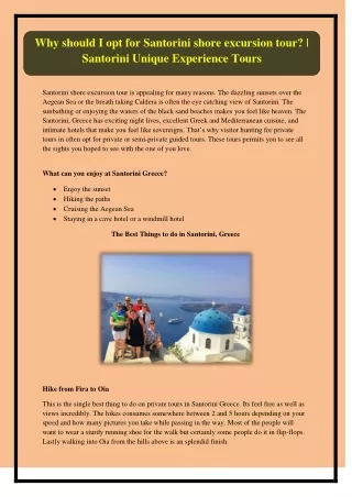 why should i opt for santorini shore excursion