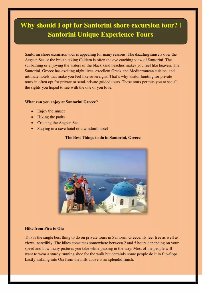 why should i opt for santorini shore excursion