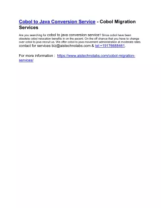 cobol to java conversion service cobol migration