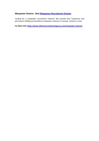 manpower ontario best manpower recruitment ontario