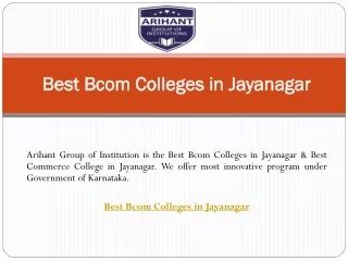 Best Bcom Colleges in Jayanagar