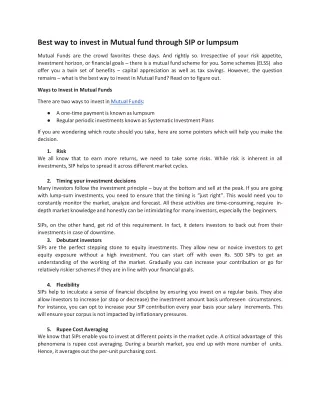 best way to invest in mutual fund through