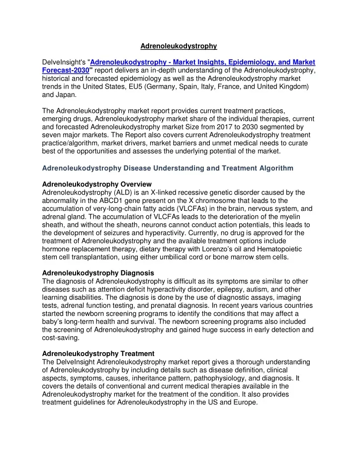 adrenoleukodystrophy