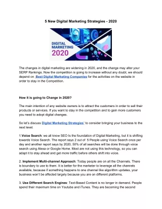 5 New Digital Marketing Strategies - 2020