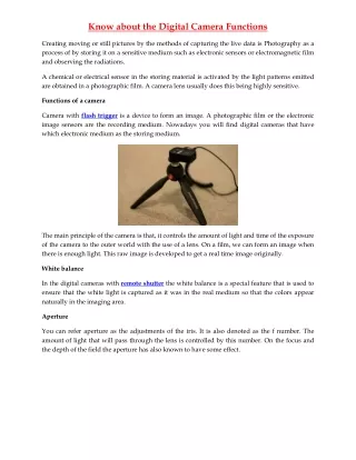 know about the digital camera functions