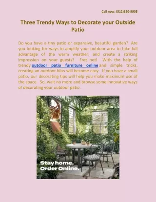 Three Trendy Ways to Decorate your Outside Patio