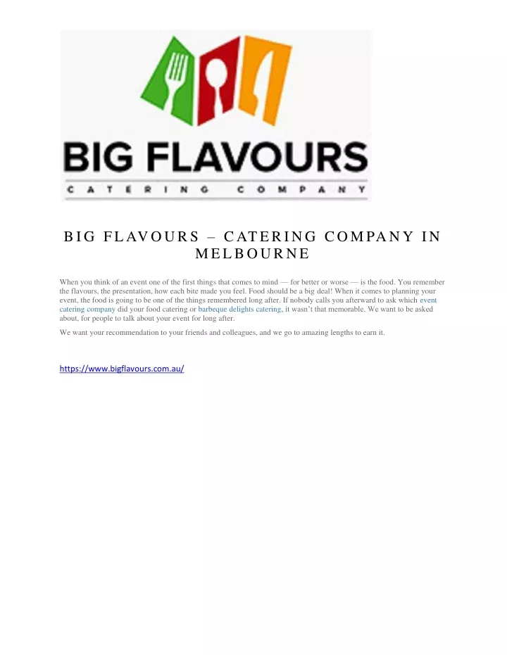big flavours catering company in melbourne