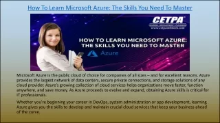 Learn Microsoft Azure Online Course: The Skills You Need To Master