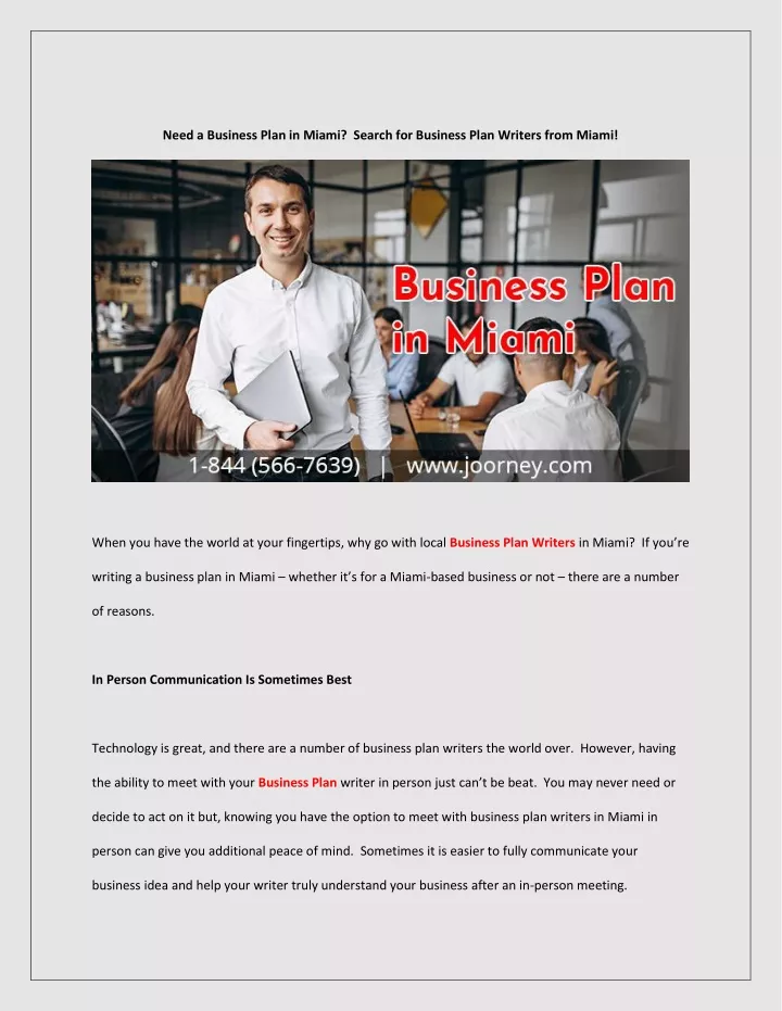 need a business plan in miami search for business
