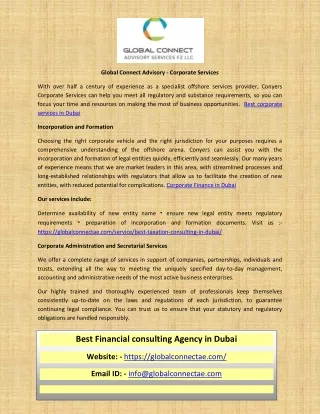 Best Financial consulting Agency in Dubai