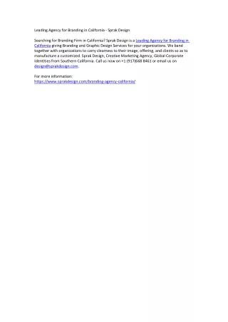 leading agency for branding in california sprak