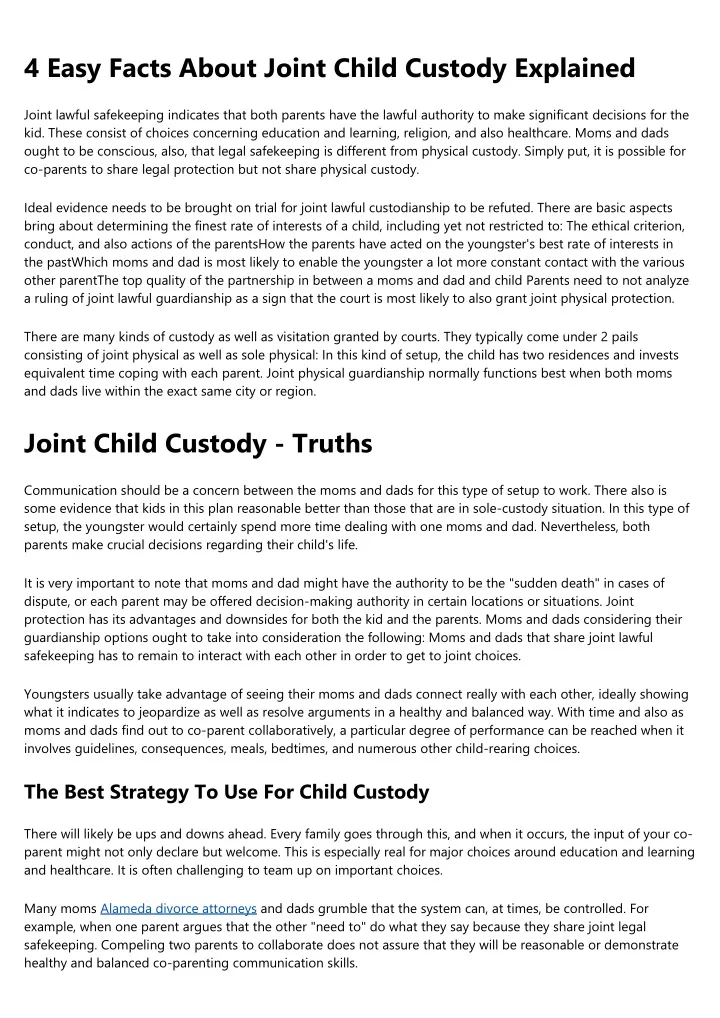 4 easy facts about joint child custody explained