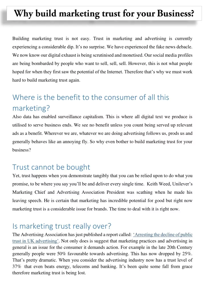building marketing trust is not easy trust
