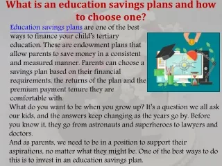 What is an education savings plans and how to choose one?