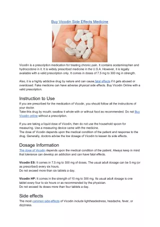 buy vicodin side effects medicine