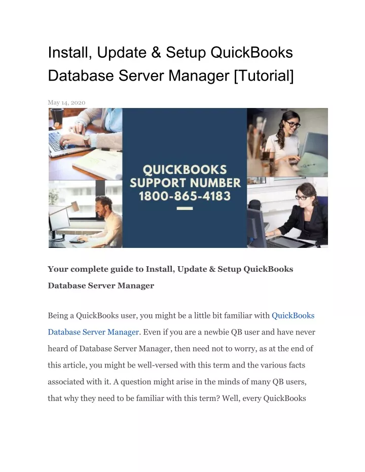 install update setup quickbooks database server