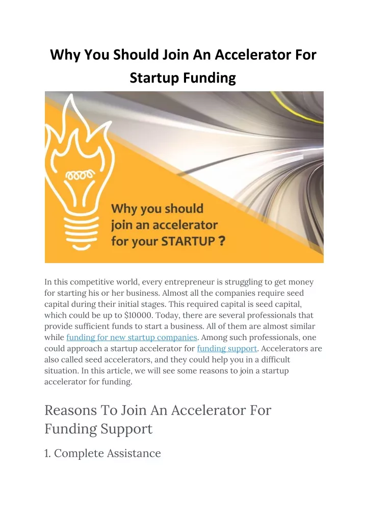 why you should join an accelerator for startup