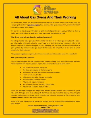 All About Gas Ovens And Their Working