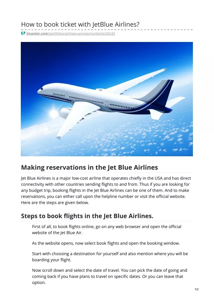 how to book ticket with jetblue airlines