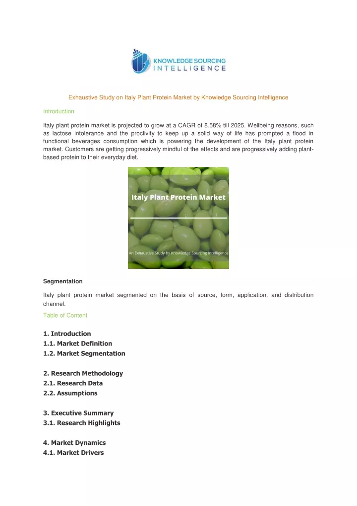 exhaustive study on italy plant protein market