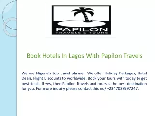 Book Hotels In Lagos With Papilon Travels