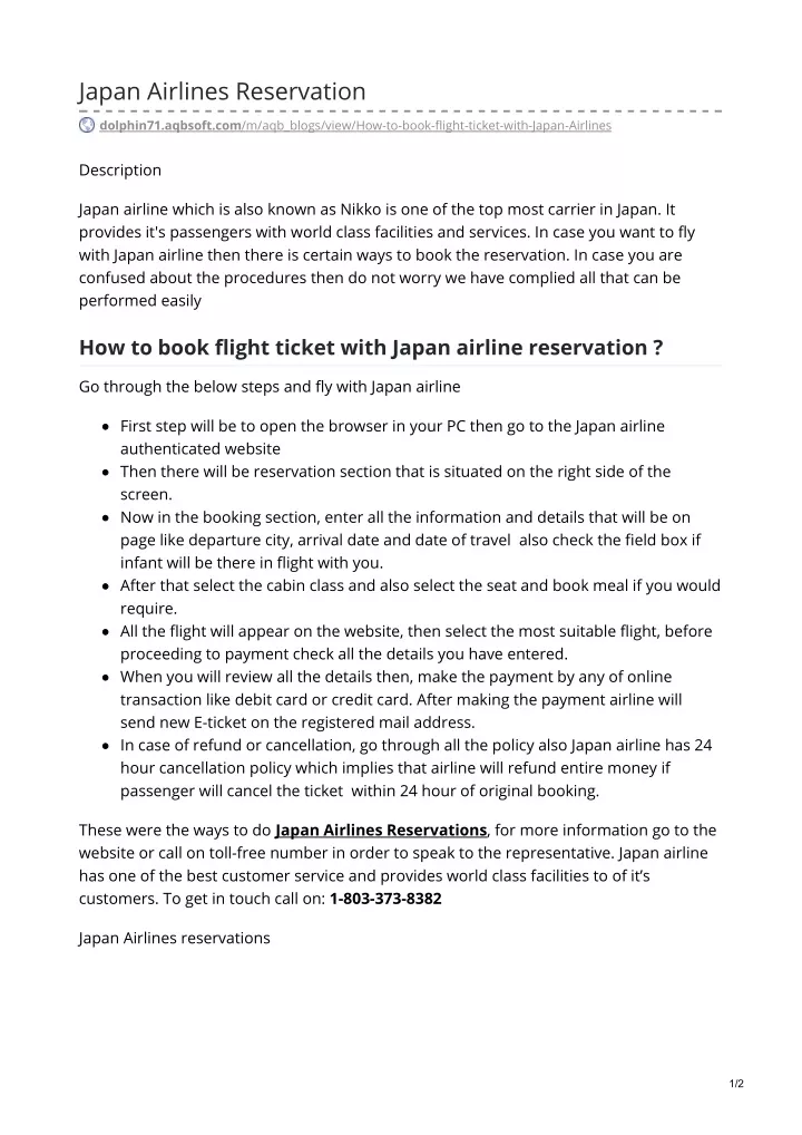 japan airlines reservation