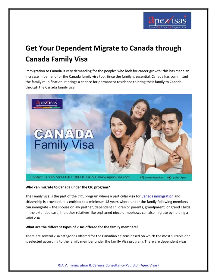 get your dependent migrate to canada through