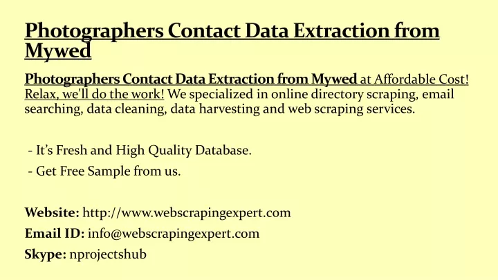 photographers contact data extraction from mywed