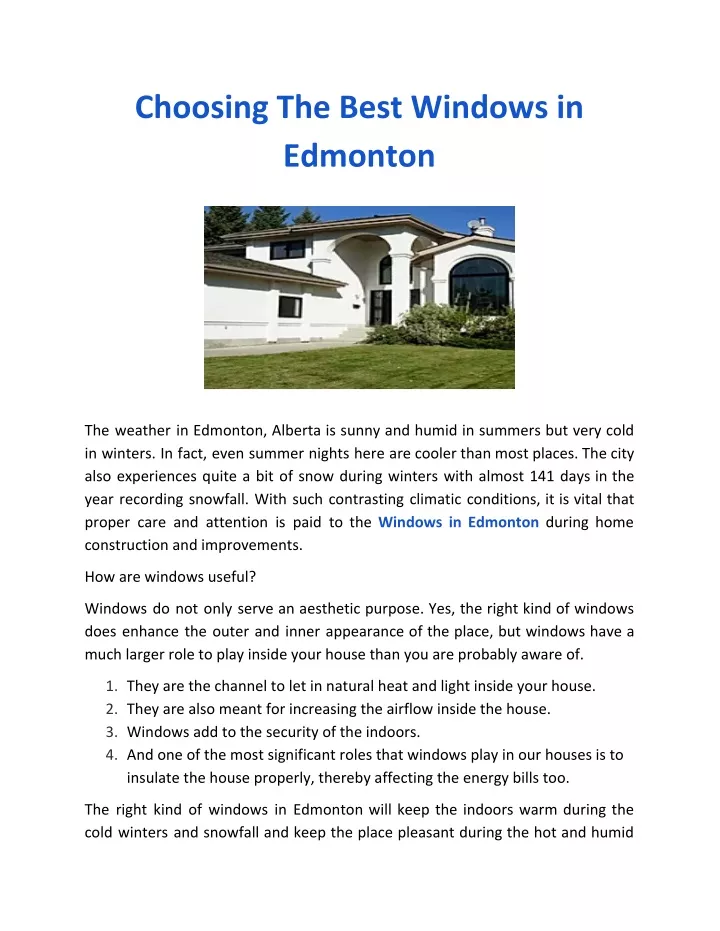 choosing the best windows in edmonton